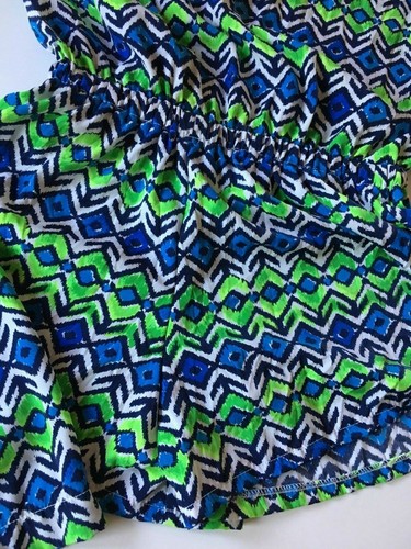 Women's Romper Blue Aztec Elastic Waist with Skirt 23" waist 26" Length 017-73 - Picture 3 of 10