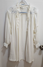 Vintage Miss Elaine Women's Long Sleeve Ruffle Neck Satin Robe Style 3027 Petite
