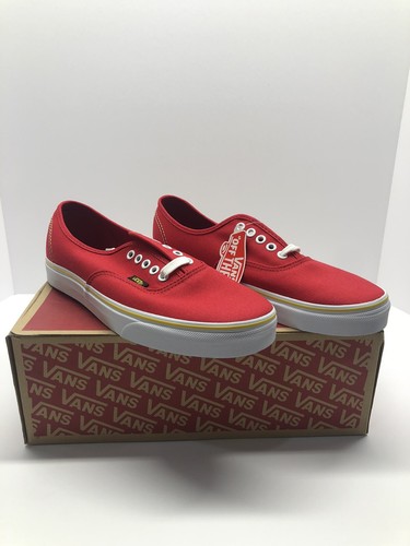 Vans Authentic Solstice 2016 Red Black Gold Skate Shoes Men 10 Womens 12 - Picture 2 of 6
