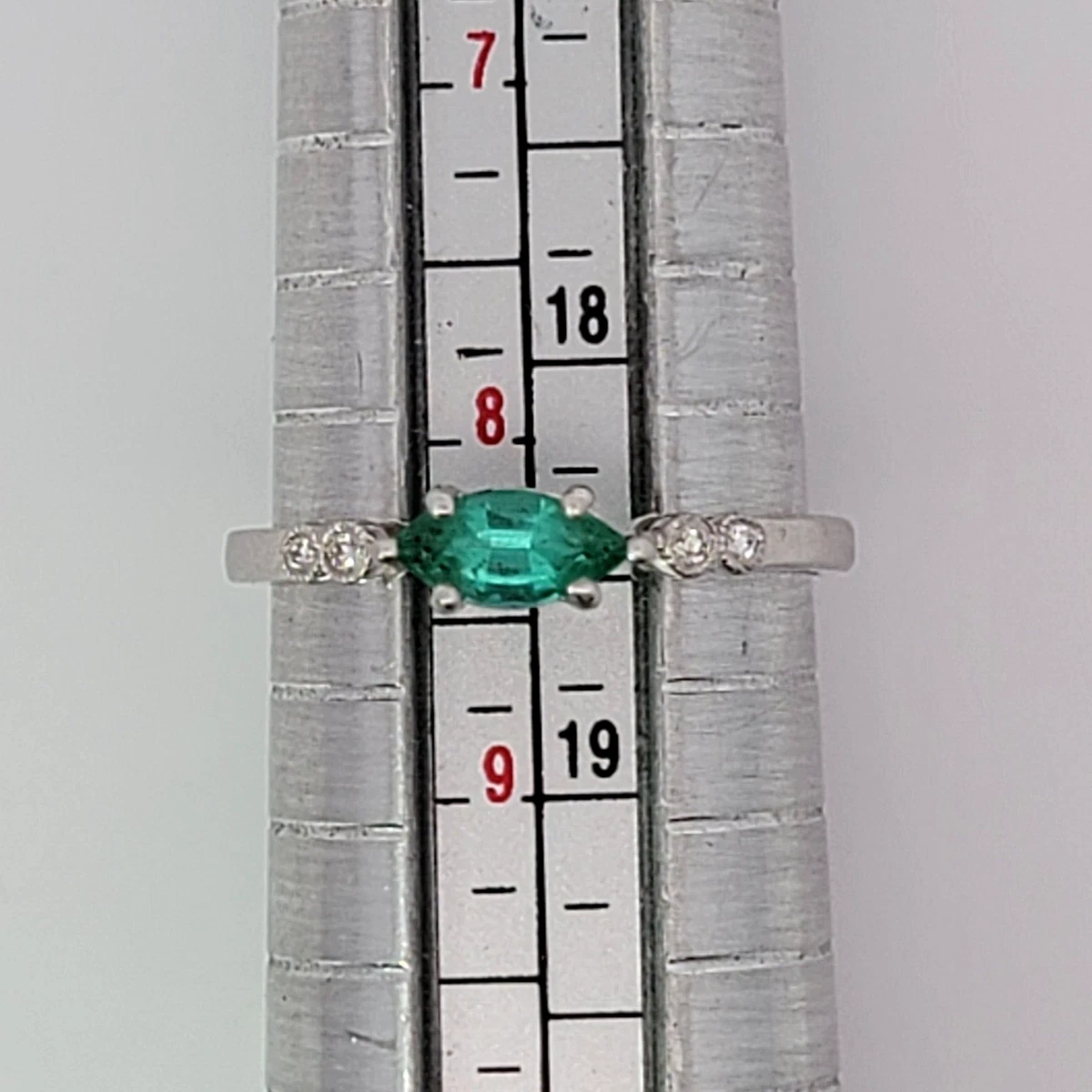 Helzberg Diamonds Emerald Diamond Ring 10K White Gold Ring