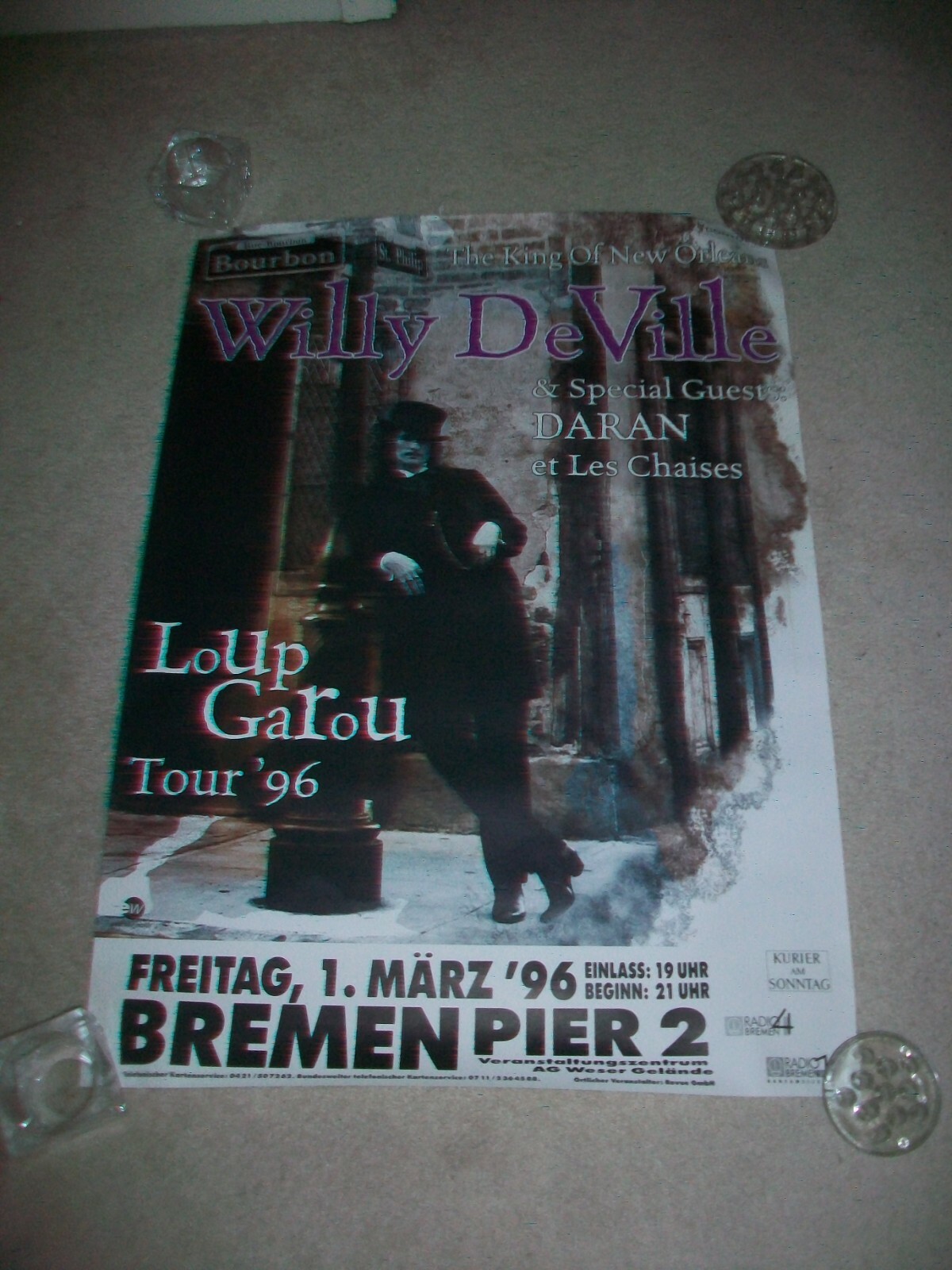 WILLY DEVILLE KING OF NEW ORLEANS LOUP GAROU 1996 CONCERT POSTER w