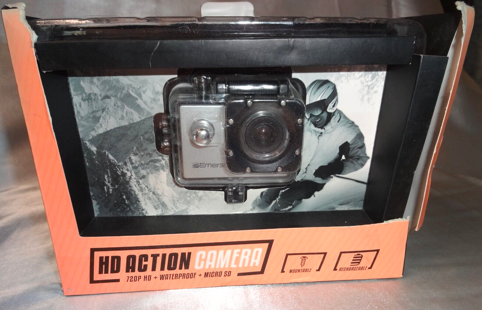 HD Action Camera Emerson Waterproof Micro SD Mountable Rechargeable box damaged-image