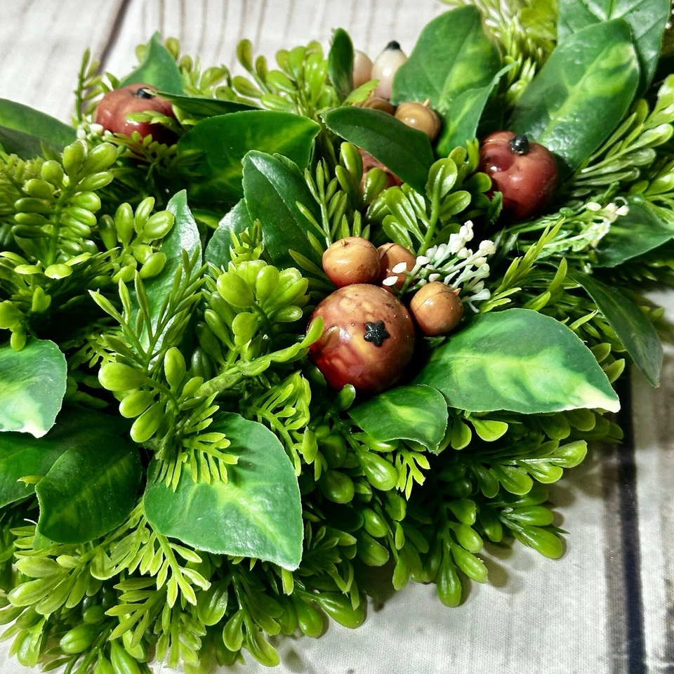 Лот из 2 винтажных колец для свечей искусственная зелень с маленькими сосновыми шишками MCM Decor' 7"" - Изображение 4 из 4