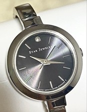Star Jewelry Solar Watch Diamond 0.004ct Women's Silver Near Mint