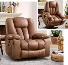 Caramel Brown Power Lift Heat Massage Armchair Recliner Overstuffed Large Remote