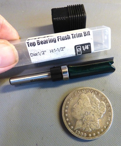 NEVER USED MNA WOOD WORKING CARBIDE TOP BEARING FLUSH TRIM BIT  1/4"x1/2"x1-1/2"