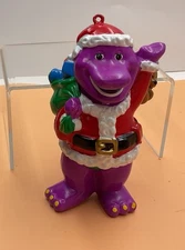 Vintage  BARNEY Dinosaur Santa Claus PVC Ornament Figurine Lyons Group 2002