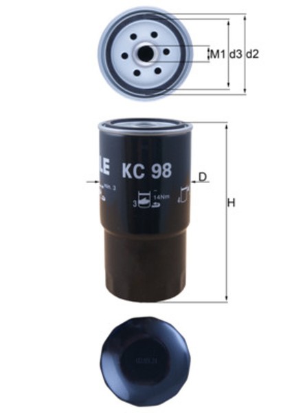 Kraftstofffilter Mahle KC 98 Anschraubfilter FüR BMW E34 E39 E36 E38 82,5Mm 3Er-image
