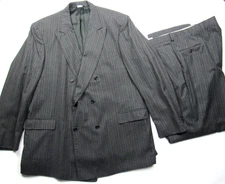 Lamberti Pinstripe Bespoke Wool Suit Gray 2Pc Sz 50XL / 45 x 33 Double Breasted