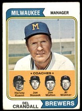 1974 Topps Del Crandall/Al Widmar/Joe Nossek/Jim Walton/Harvey Kuenn Milwaukee