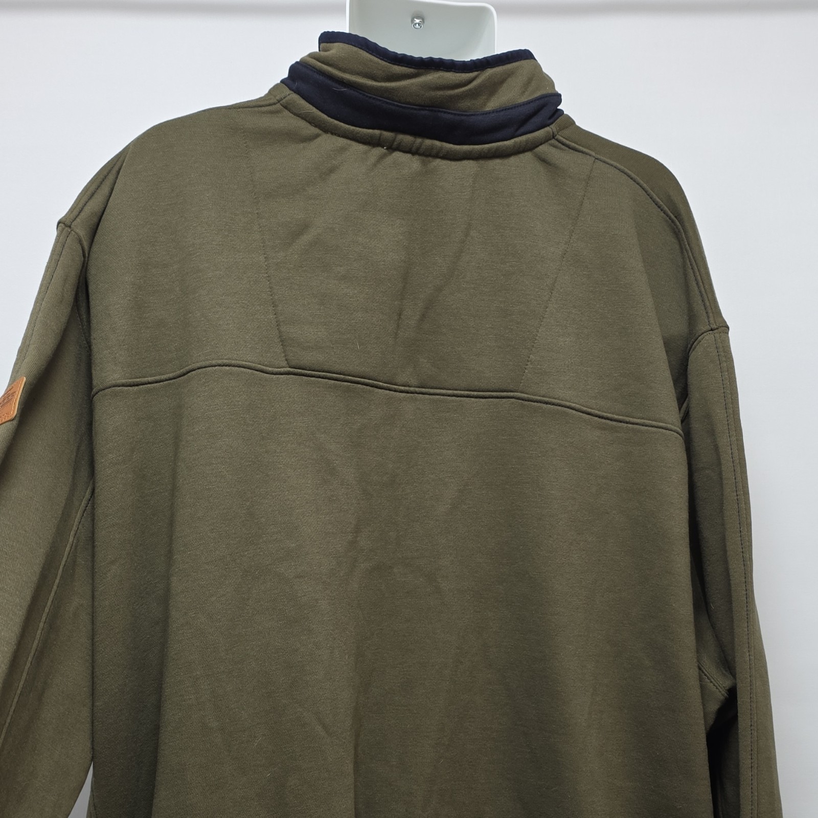 D555 Khaki Green 1/4 Zip Cotton Sweatshirt Men’s 4XL Big Tall BNWT image 9