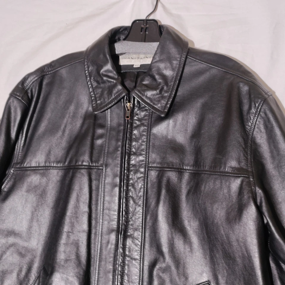 JHANE BARNES 黑色皮革夹克,尺寸 42 — 第 3/4 张图片
