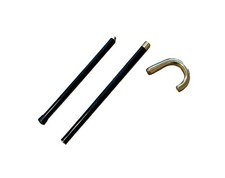 Weighted Brass Removable Crook Handle Take Apart Wood Shaft Walking Stick Cane
