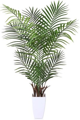 Kazeila Kunstpalme 120cm mit weißem Topf künstliche Zimmerpflanze Deko Plastik
