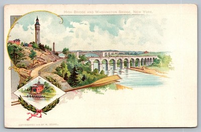 1898 High Bridge Washington Bridge NYC Souvenir Card New York City Postcard