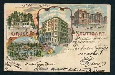 Postcard cast from Stuttgart various views