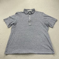Criquet Polo Shirt Mens Large Blue Solid Heather 100 Organic Cotton Golf