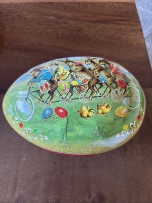 Nestler Made in Germany Famous Easter Egg Bunnies on Bike Chickens 7  Excellent