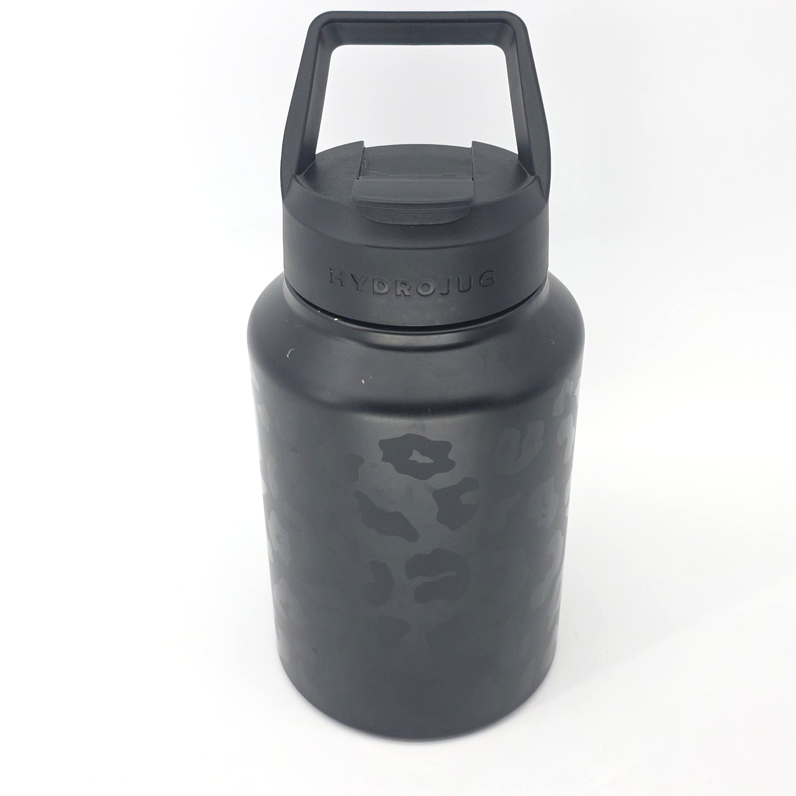 HydroJug 64oz Water Bottle Black Leopard Print Cover Glass Hydration Jug Fitness