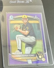 2025 Bowman Draft Chrome Joshua Flores Purple Refractor 1st 118/250 Brewers