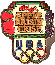 Olympics 1992 Team USA "Apple Raisin Crisp" Cereal Sponsor Kellogg's Lapel Pin