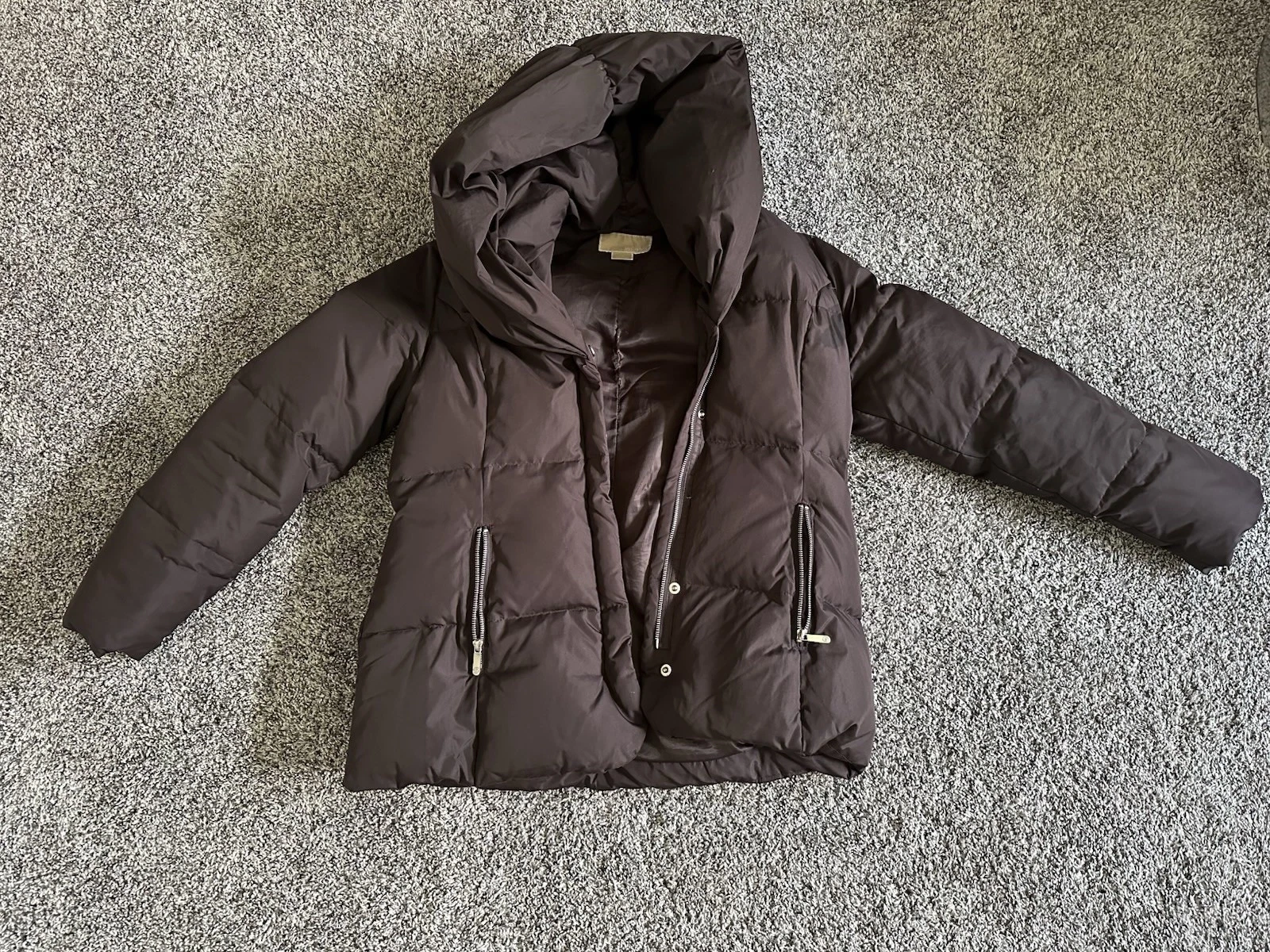 Michael Kors Giubbotto Piumino Marrone Imbottito Cappotto Invernale Trapuntato Taglia L