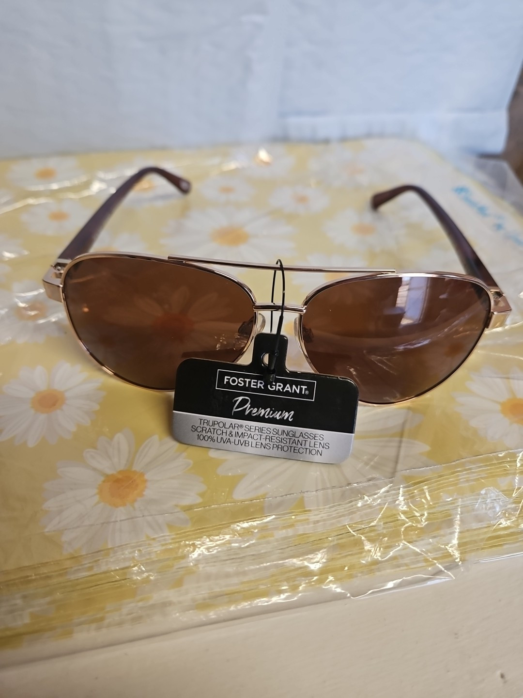 Foster Grant TruPolar Gold Aviator Sunglasses UV Protection