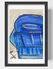 GUAJARDO Original Contemporary Expressionism Blue City 9X6 Paper Signed Art
