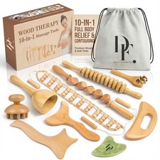 10-in-1 Wood Therapy Massage Tools   Lymphatic Drainage Tools with Gua Sha