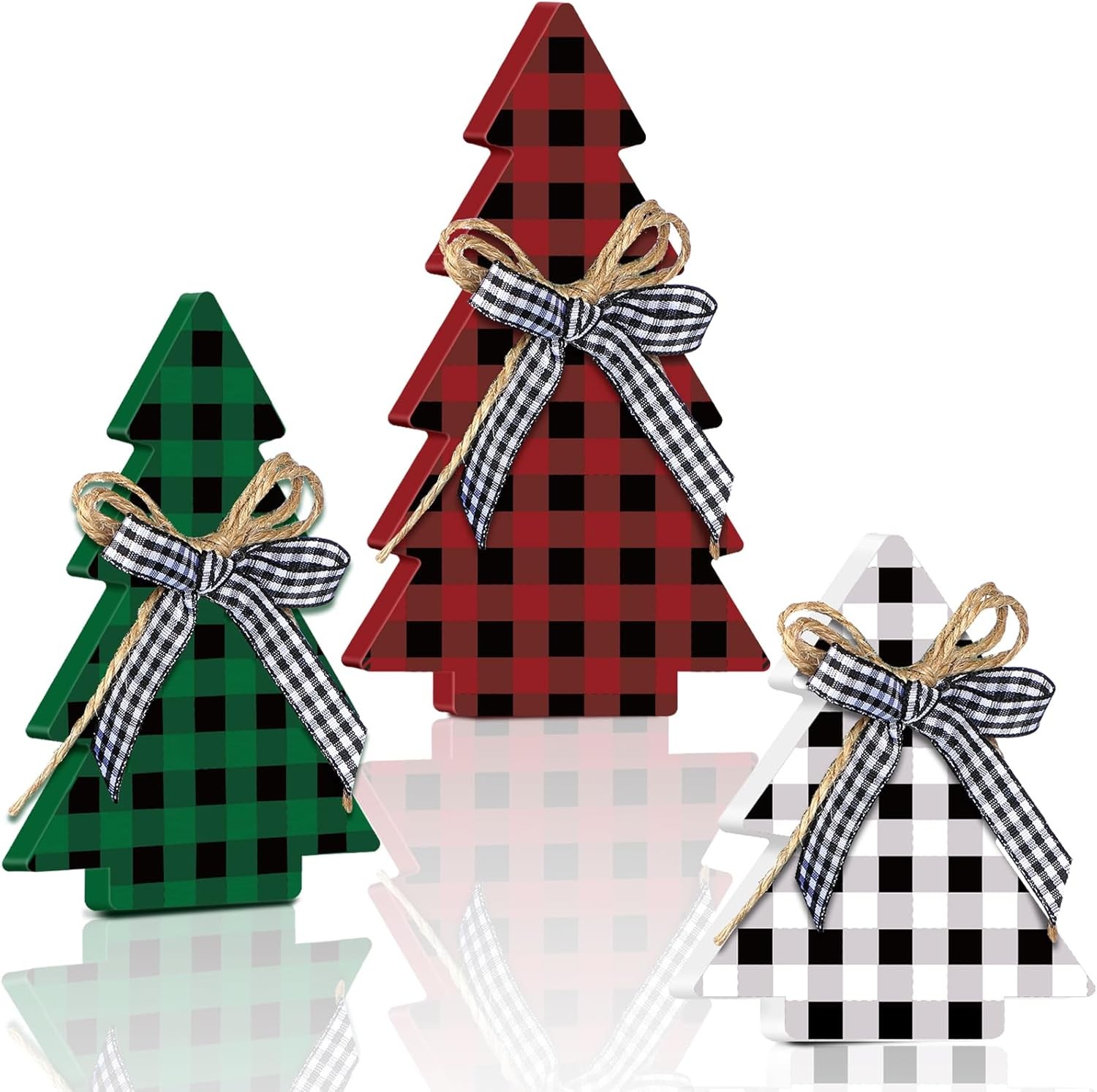 3 Pc Rustic Wooden Xmas Tree Table Decor