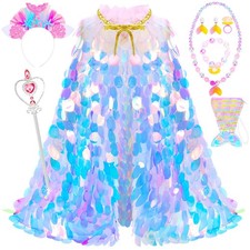 LIMIROLER Princess Dress Up Clothes, Mermaid Cape 3-8 Years old, Rainbow Pink