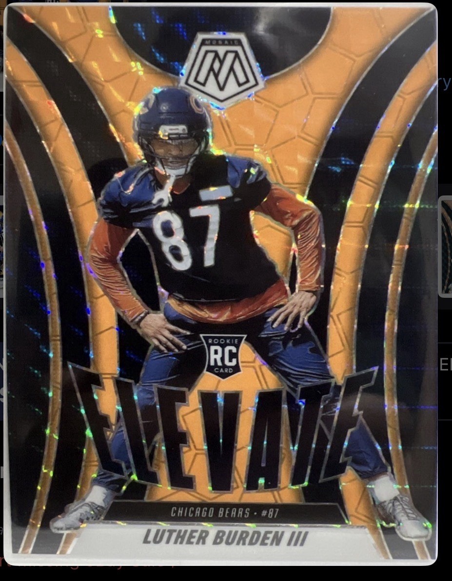 2025 Panini Mosaic - Elevate Luther Burden #7 Orange Fluorescent Mosaic Prizm