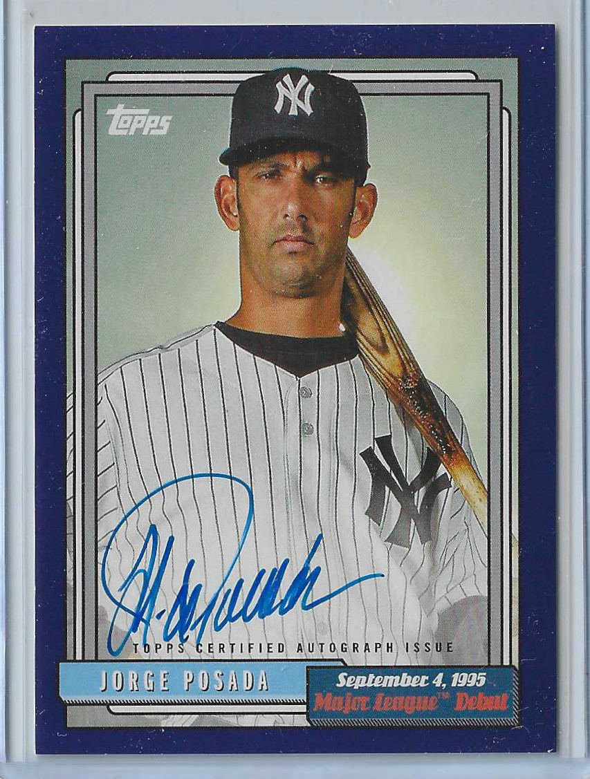 Jorge Posada #72DB-JP Baseball Cards 2022 Topps Archives 1992 MLB Debut Autographs trading card — raw and PSA graded price guide