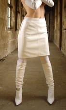 BIONDINI weiss Leder Stiefel Gr.38,5 NAPPALEDER 59 cm Overkneestiefel 9 Absatz