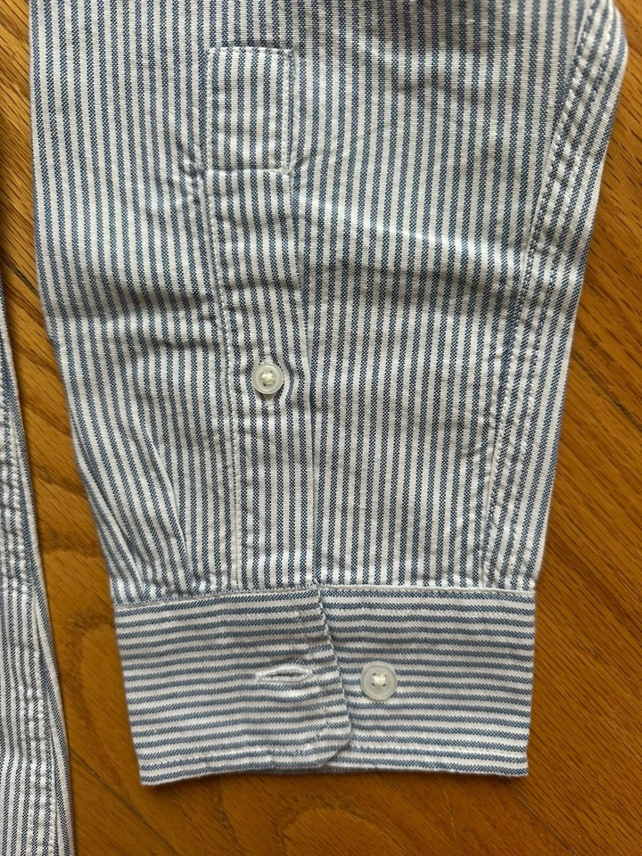 J. Press Blue Stripe Oxford Classic Fit Sport Shirt Size L - Image 4 of 4