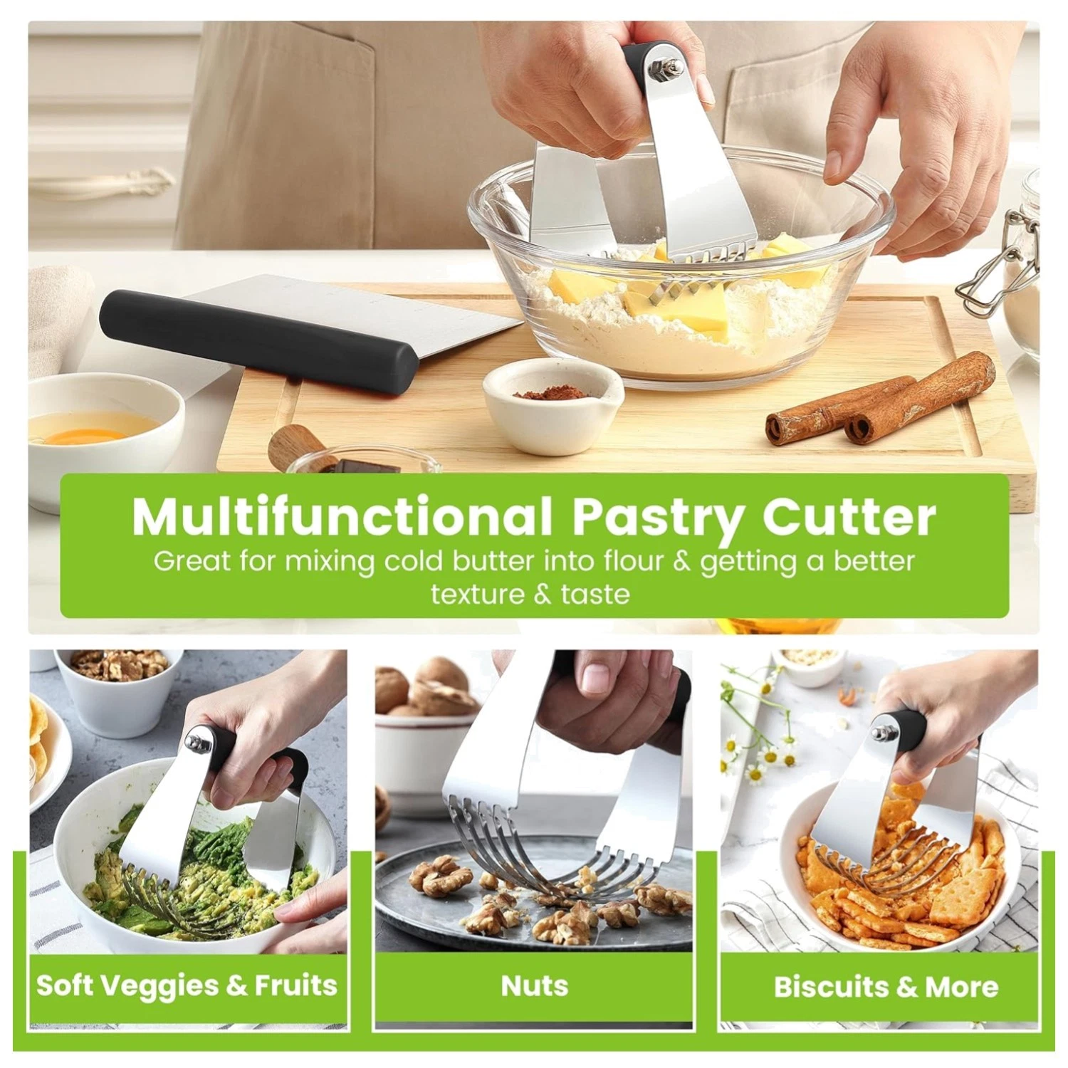Stainless Steel Dough Blender & Pastry Cutter Set