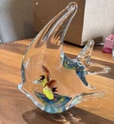Vintage Art Glass Angel Fish Figurine Paperweight Hand Blown Murano Style Decor