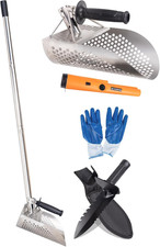Heavy Duty Stainless Steel Sand Scoop for Metal Detecting with Long Handle, Incl