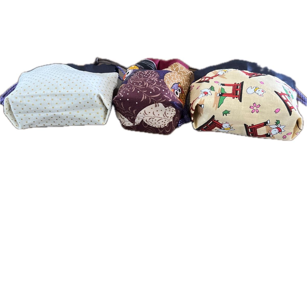 Mini drawstring purse, Japanese pattern, dot patt… - image 3