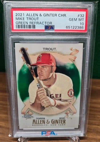 2021 Allen & Ginter Chr. Mike Trout Green Ref 49/99 PSA GEM MINT 10