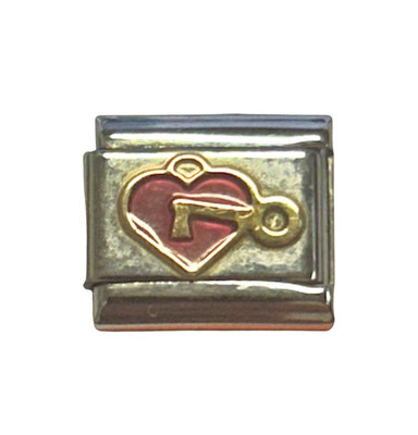 Nomination orig. Classic Modul Herz Schlüssel Charm Armband 18 Karat Gold Plate