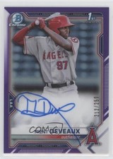 2021 Bowman Chrome Prospect Purple Refractor 212/250 Trent Deveaux Auto 0a17