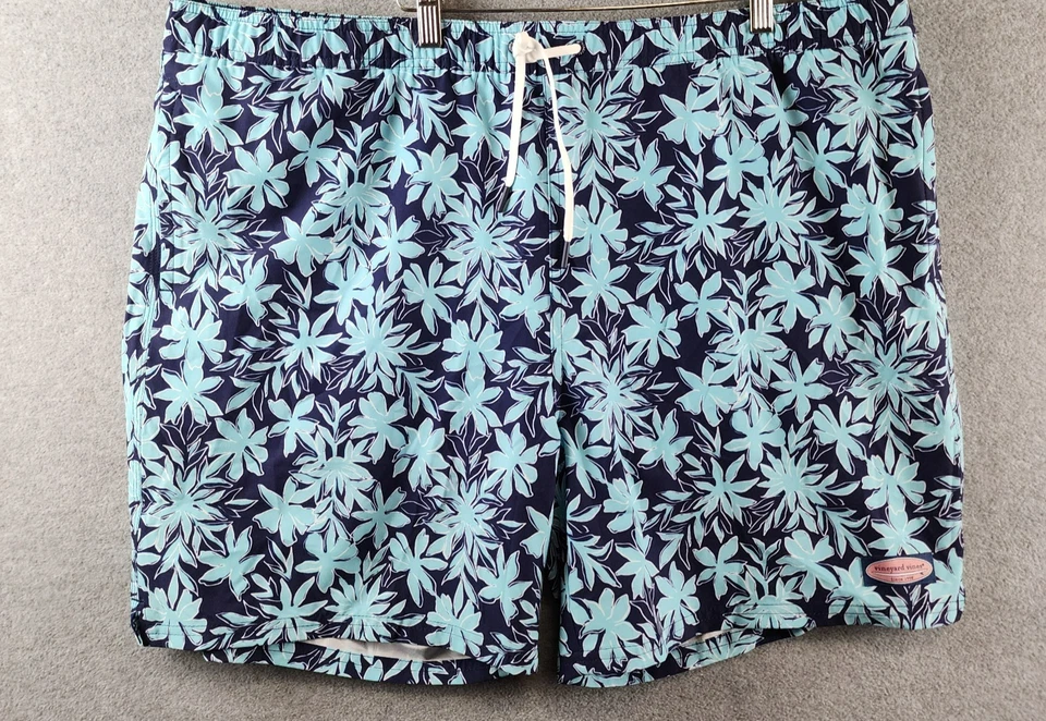 Vineyard Vines Chappy Swim Trunks Men's XXL Blue Multi Drawstring Waist Pull On - Image 2 of 4