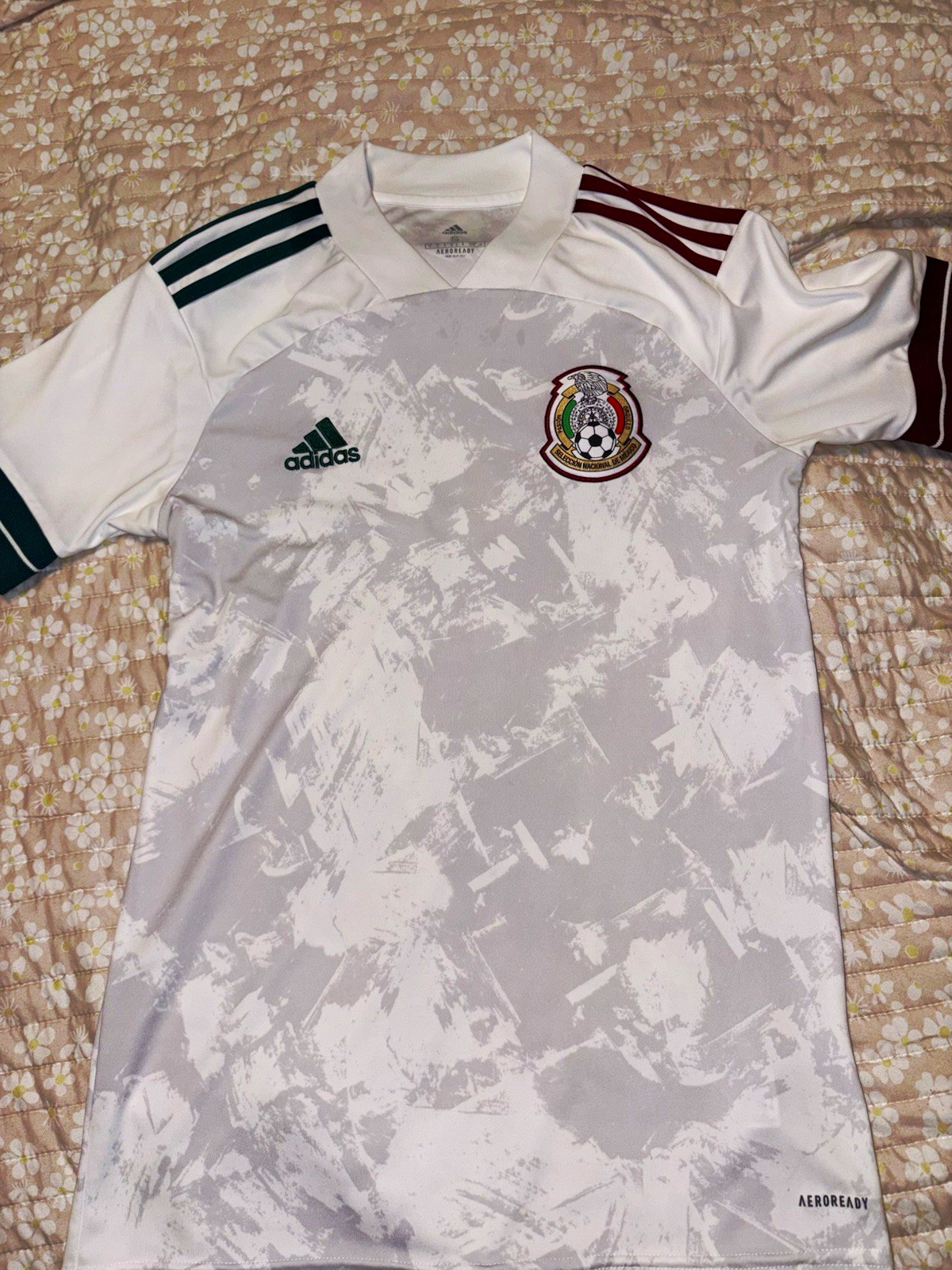 adidas Mexico National Team Soccer Jersey Size S White/Gray Aeroready