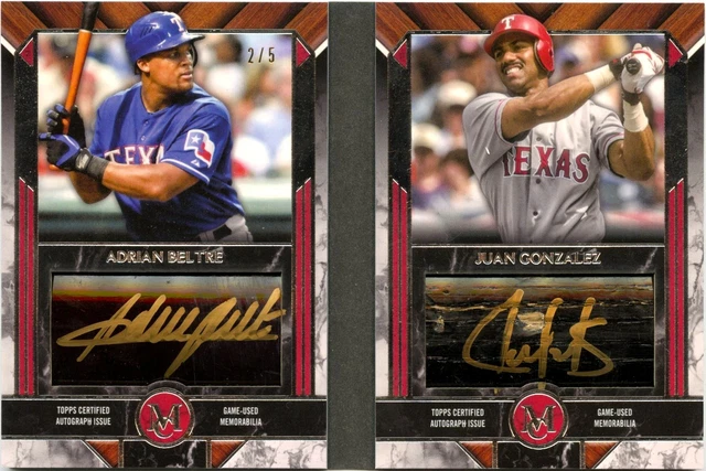 ADRIAN BELTRE JUAN GONZALEZ 2022 MUSEUM COLLECTION GAME USED BAT PIECE AUTO 2/5