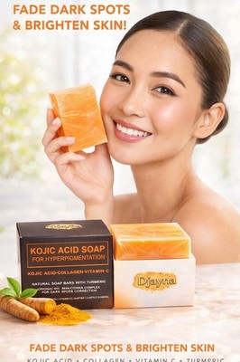 2 Bar Djayna Kojic Acid Soap  with Turmeric, Vitamin C, Collagen, 100g