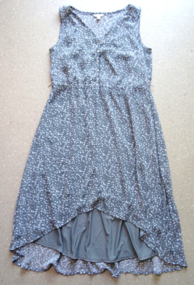 Esprit leichtes Sommerkleid Trägerkleid Gr.40 Grau/Weiß Muster mit Unterrock