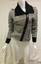 Nwt Saltwater Luxe Women's Scout Moto Striped Jacket With Zip & Pockets, Xs