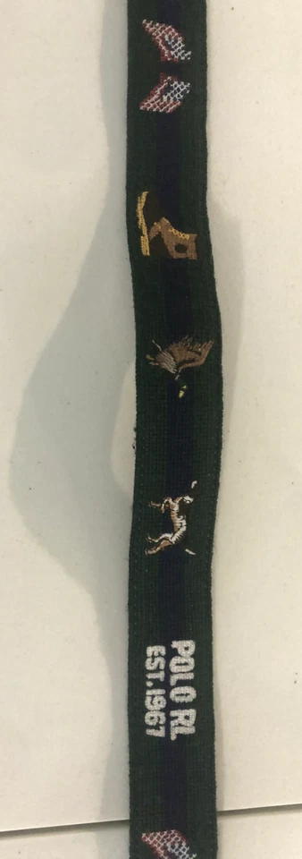 $175 POLO RALPH LAUREN Talla 32 Hombre Pato Verde Perro de Caza EE. UU. Cinturón Punta de Aguja Foto 4 de 4
