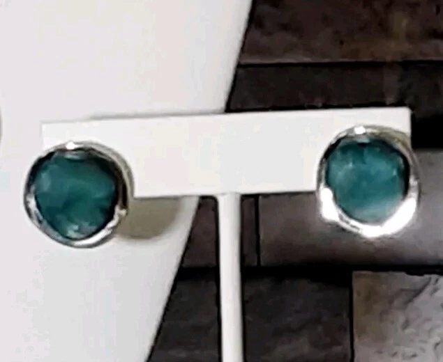 Collar RLM Soho Fabuloso 9"L Tono Plata Pátina Verde + Pendientes 1/2"L Ja5 Foto 4 de 4